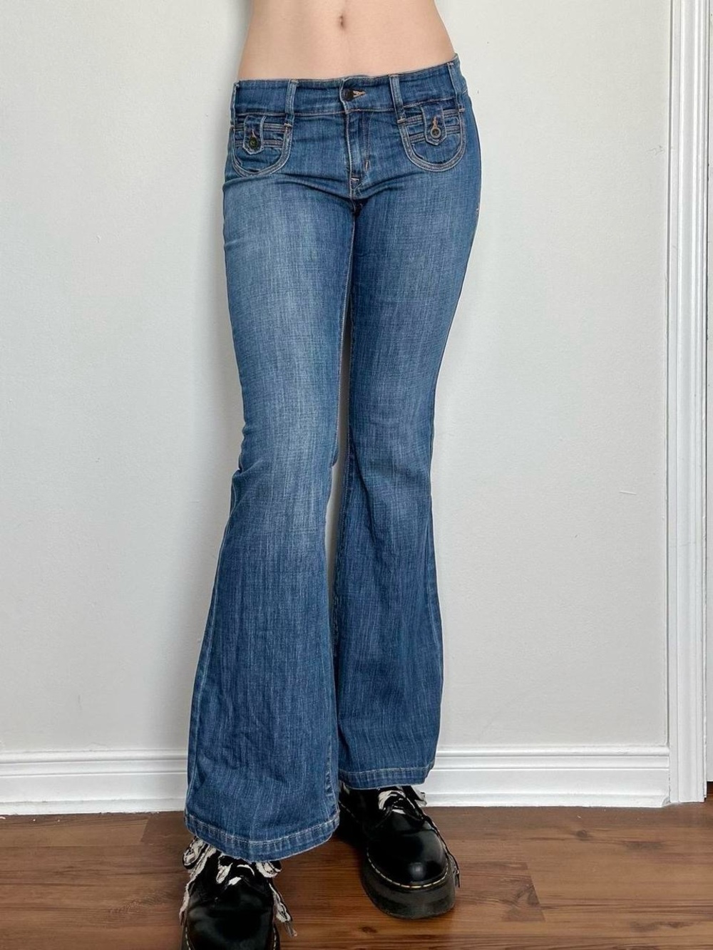 Y2K Low Rise Flared Blue Denim Jeans